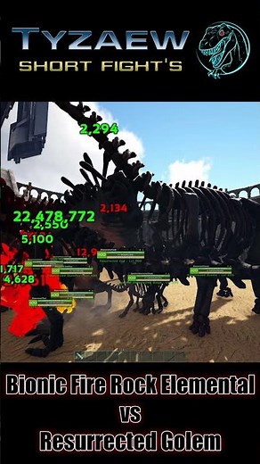 Bionic Fire Rock Elemental vs. Resurrected Golem | ARK #Short Fight 🦎