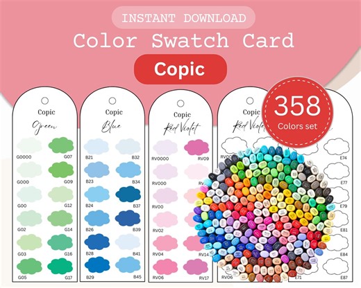 Copic Marker 358 Color Swatch Chart: Blank & Pre-filled (PDF Download) - Etsy Canada
