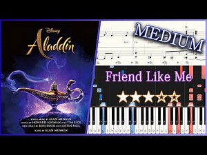 Aladdin - Friend Like Me - Medium Piano Tutorial + Sheets【Piano Arrangement】