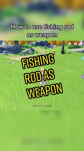 How to use fishing rod as weapon #genshinimpact