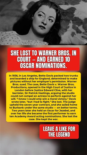 She lost to her studio in court — and won 10 Oscar nods #BetteDavis