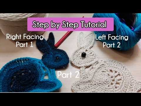(Left Facing Bunny) Crochet Lace Rabbit Applique Complete Tutorial