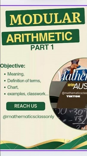 we are working on a new topic today . MODULAR ARITHMETIC. WATCH AND LEARN