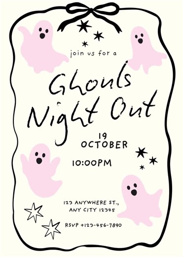 Ghouls Night Out Halloween Invitation | Pink Ghost Girls Night Party | Editable Digital Download | Printable Spooky Cocktail Dinner Invite - Etsy