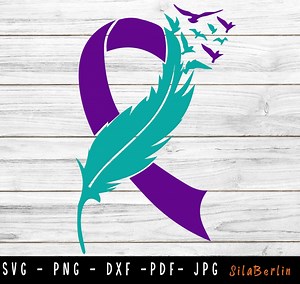 Feather Suicide Awareness Ribbon SVG, Mental Health Semicolon (digital Download) - Etsy