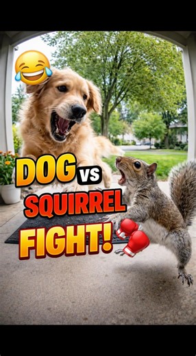 Dog vs Squirrel fighting it out for… a package???!? #content #funny #comedy #viral #memes #dog