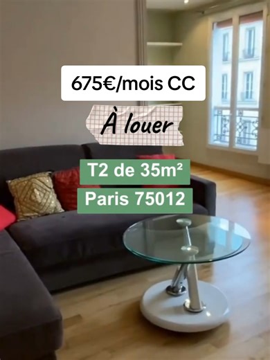 À louer – Paris 12 (Rue de Charenton, à proximité du Parc de Bercy) Agréable appartement 2 pièces idéalement situé dans un quartier recherché, à deux pas du Parc de Bercy et des commodités. Ce T2 se compose d’un séjour lumineux, d’une chambre, d’une cuisine fonctionnelle ainsi que d’une salle d’eau avec WC. Loyer : 675 € / mois charges comprises Éligible aux APL Une place de parking incluse dans la location Disponible immédiatement Logement idéal pour une personne seule ou un couple souhaitant b