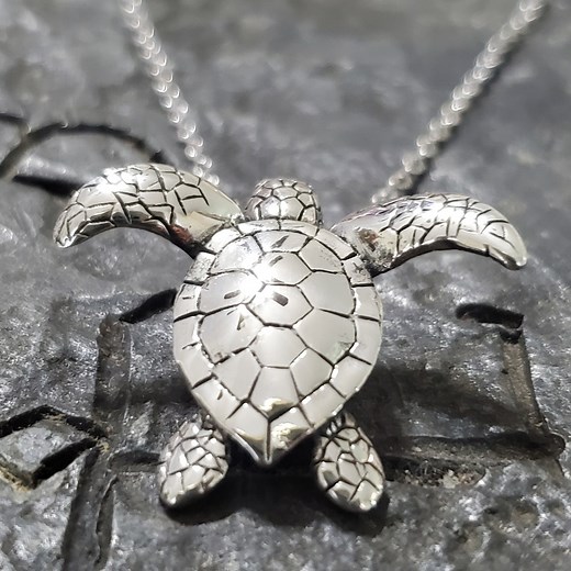 Sterling Silver Turtle Necklace Beautifully Detailed - Etsy