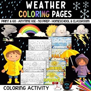 Weather Coloring Pages | Seasons & Weather Worksheets | No Prep | Print & Go