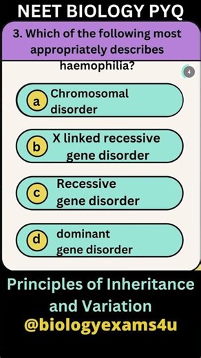 Principles of Inheritance and Variation MCQ | Genetics and Evolution | NEET Biology @biologyexams4u