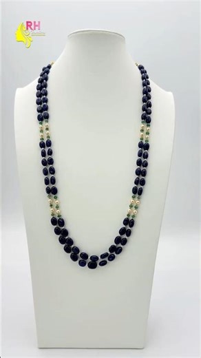 Blue Maniya Beads Necklace with Pearls & Emeralds | Traditional Handmade Jewellery
