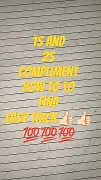 How to find 1s and 2s compliment of binary arithmetic 👍🏻👍🏻👍🏻 easy trick to find 💯💯💯💯💯