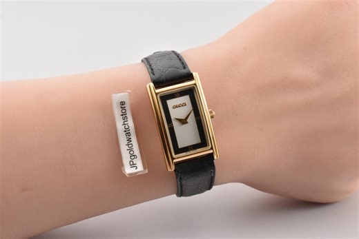Vintage Gucci Ladies Watch, 2600L Black Gold Tank, Swiss Made - Etsy