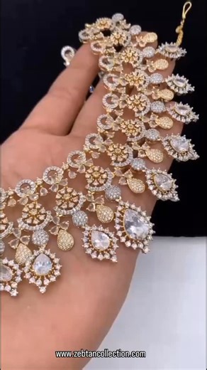 Zebtan Collection on Instagram: "American diamond 1 carat bridal set Price: 14,500/- Place Your Order Now! 🛍️ @Zebtancollection is a Jewelry Store to glam your daily style. Get your hands on some classy jewel. Code: AHD-4058 For queries contact on: ☎️ +92 (304) 0506699 Have a Happy Shopping 🛒 #locket #manjoosjewellery #kundan #jewelryoftheday #reelsinstagram #bridaljewellery"