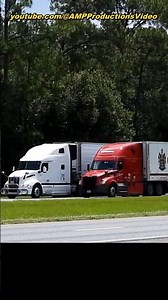 Red Freightliner Cascadia vs White Peterbit