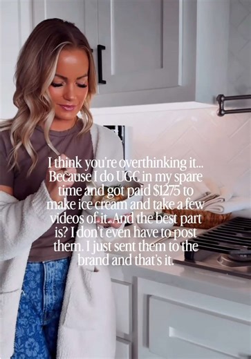 I used to think this had to be way more complicated than it actually is. Like… having a big following, a perfect setup, or knowing exactly what you’re doing before you even start. Meanwhile I was just using my phone, filming in my kitchen, and figuring things out as I went. Then I landed a $1,275 project creating a few simple clips for a brand… all for just making ice cream and capturing the process. 🎥🍦 No posting on your socials required. No pressure to perform or be perfect. Just creating co