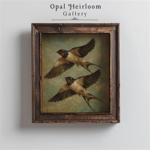 Antique Bird Wall Art Printable, Vintage Swallow Painting, Rustic Cottagecore Art, European Style Digital Download - Etsy