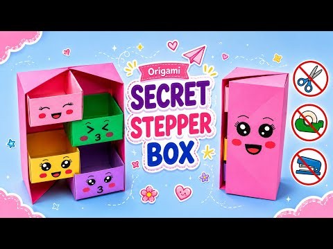 Origami Secret Stepper Box Tutorial (No Tape,No Scissor) | DIY Paper Kawaii | Paper Craft |Gift Idea