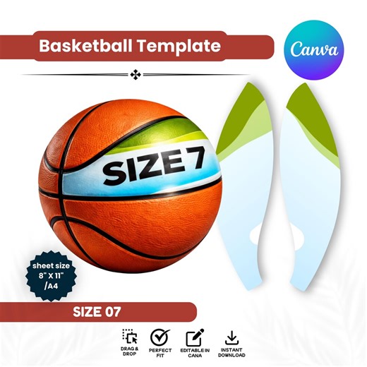 Basketball Panel Template Size 7 Canva, Editable Basketball Wrap Template, Ball Panel Design Template, Sublimation Basketball Template - Etsy