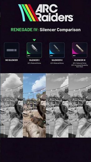 Renegade IV: Silencer Comparison 🔇 | #arcraiders | LiamxF | #shorts