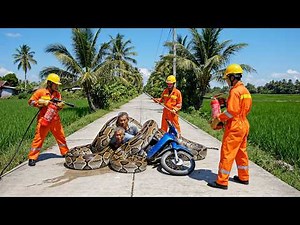 Two Giant Burmese Pythons Attack Old Man On Motorbike: The Dramatic Rescue