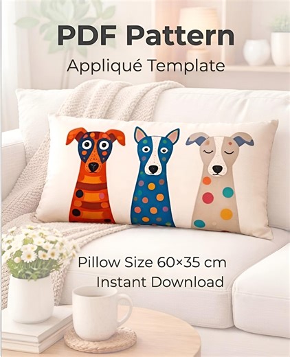 Modern Dog Applique Pillow Sewing Pattern, Minimalist Design (PDF Download) - Etsy
