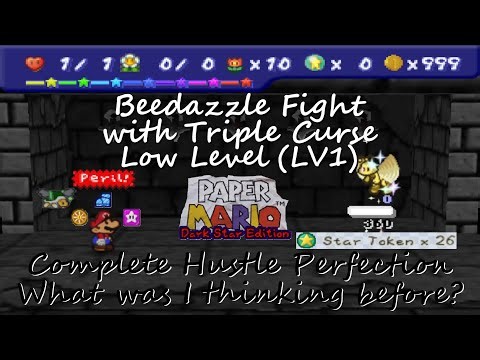 Paper Mario Dark Star Edition: Beedazzle Fight with Triple Curse, Low Level (9x, LV1)
