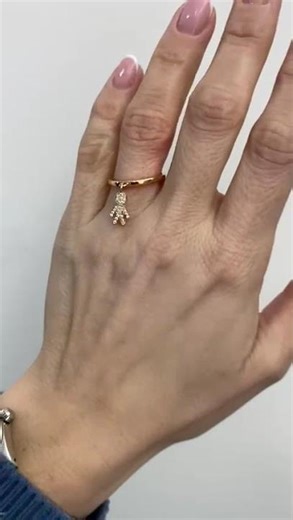 Anello Easy Crivelli Bimbo con pavé di diamanti in oro rosa