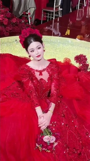 Title: Must-Try Red Wedding Dress: Style & Love in Full Swing! WeddingFashion RedDressMagi