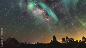 Aurora Solar Storm Milky Way Galaxy Time Lapse Southeast 35mm Aquarids Meteor Shower Trona Pinnacles in Mojave Desert California USA Pan R