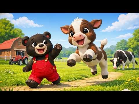 A Special Day on the Farm – Bear Farmer Cares for a Newborn Baby Calf 🐻🐄💛 | Vehicles Farm Animated