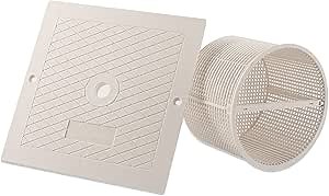 (Combo Pack) Exact Replacements Hayward SPX1082CA Skimmer Basket and Hayward SPX1082E Skimmer Cover (White) - Skimmer Basket Assembly and Square Lid for SP1O82, SP1083, SP1084, SP1085, and SP1086