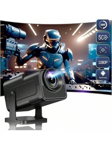 [180°Adjustable Stand] Smart Mini Projector With WiFi Bluetooth 15000 Lumens FHD 1080P Auto Keystone 4K Video Portable Ceiling Projector WiFi 6 Built-In Android 11.0 Black | SHEIN
