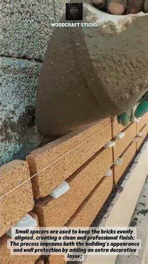 Perfect Brick Wall Installation Process! #Construction #Brickwork #Masonry
