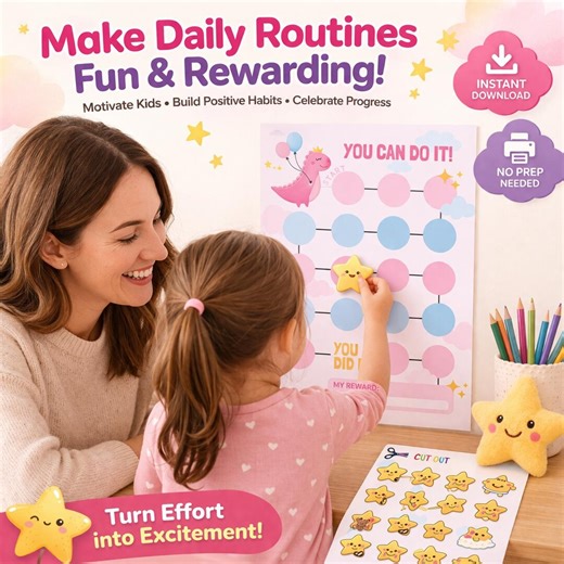 Printable Reward Chart for Kids | Toddler Behavior Chart | Daily Routine | Chore Printable | Cute Playful Chart | PDF Download - Etsy