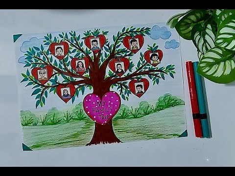 "Family Tree" chart for school project l How to draw and color beautiful Family Tree easily