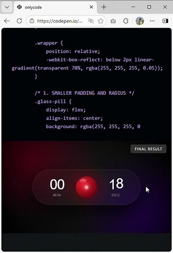 How to Build a Sliding Glass Timer with HTML & CSS #shorts #short #html #css #javascript #threejs