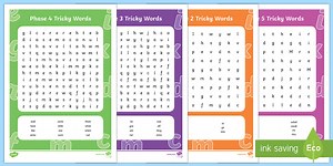 Tricky Words Phase 2 to 5 Word Search Activity Pack