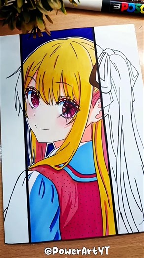 Drawing Ruby Hoshino Stained Art 🩷✨ #イラスト #イラストメイキング #oshinoko