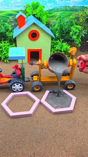😱 Real Working Mini Tractor Making Cement Pillar | Amazing DIY Construction Machine 🚜 #shorts