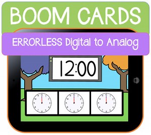 Errorless Time Units Clock Match Digital to Analog Digital Task Boom Cards Math