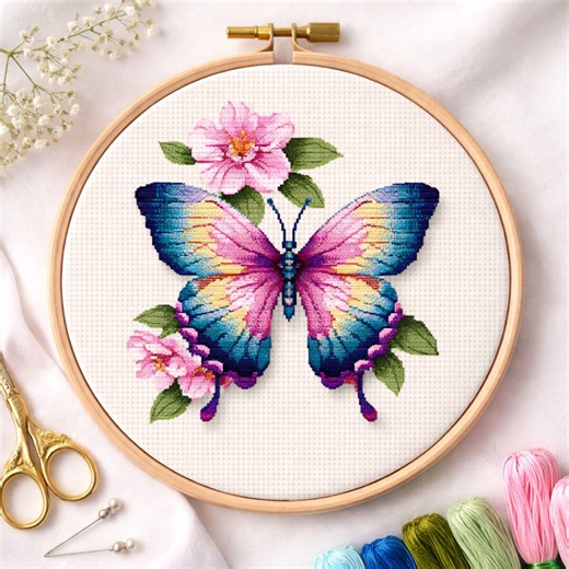 Butterfly Cross Stitch Pattern PDF | Spring Cross Stitch Pattern Mini Cross Stitch Beginner Friendly DIY Wall Art | Digital Download - Etsy