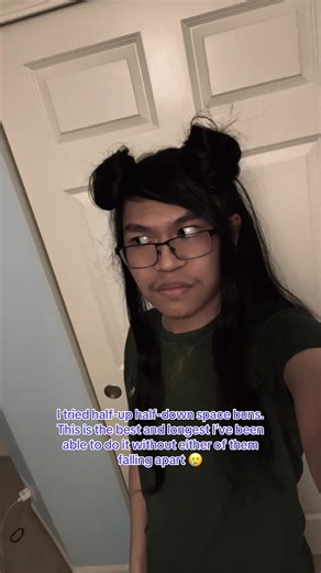 Ignore the stain on my shirt it’s bleached spots from my face cleanser #spacebuns #asianhair