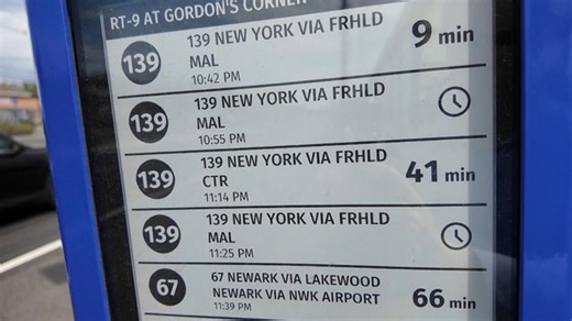 New AI-powered NJ Transit signs tell riders when the bus is coming