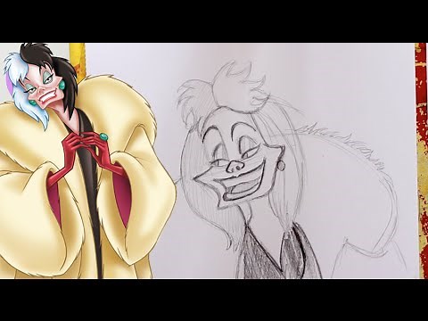 How to Draw CRUELLA DE VIL from Disney's 101 Dalmations - @dramaticparrot