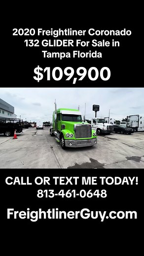 2020 Freightliner Coronado 132 GLIDER Sleeper For Sale in Tampa Florida! $109,900!! Detroit 60 Series 12.7L 500 HORSE POWER 602K Miles 13 Speed Eaton Transmission 8 HANKOOK Virgin Drives Midroof Sleeper Equipped with Fridge and Inverter Fresh PM service & DOT MORE TRUCKS AVAILABLE TODAY!#Trucking #truckinglife #logistics #freightliner #westernstar #Cascadia #Freight #Cascadia #truckdriver #detroitdiesel #heavyhaul #gliderkit #bullhauler