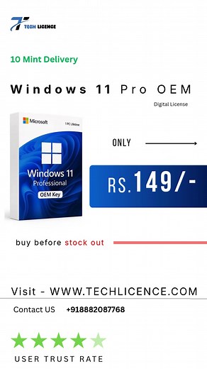Get Windows 11 Pro OEM for just ₹149! Instant digital delivery. 100% genuine activation. Limited stock—grab yours before it’s gone! | Tech Licence