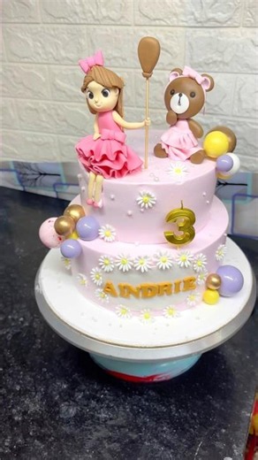 Amazing 2-tier birthday cake design for girls #shorts #trending #viral