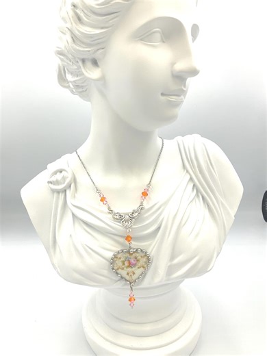 Vintage Broken China Jewelry, Rose Pendant, Broken China Necklace - Etsy