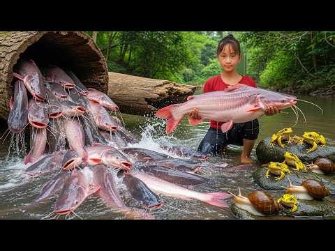 30 Days Timelapse – Orphan Girl Harvests Fruits & Catches Fish to Sell at Market
